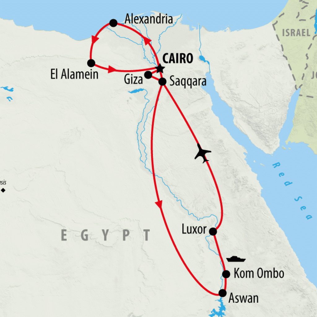 Alexandria, Ancient Egypt & Nile Cruising - 13 days map