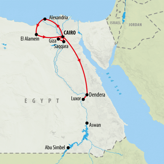 tourhub | On The Go Tours | Alexandria to Luxor Explorer - 9 Days | Tour Map
