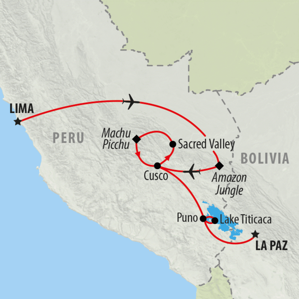 Amazon, Incas & Titicaca - 14 days map