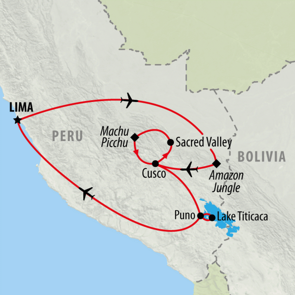 Amazon, Incas & Titicaca - 13 days map