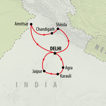 Golden Triangle & Amritsar - 15 Days map