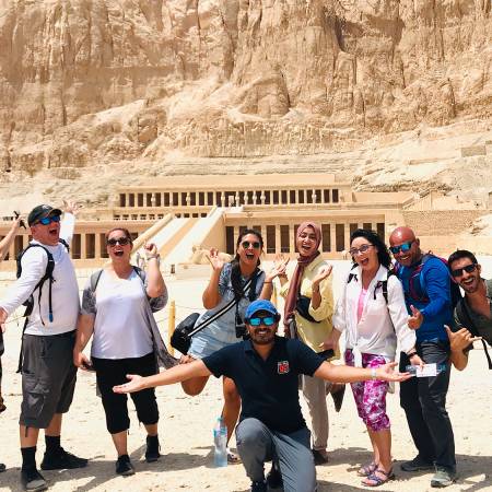 An On The Go Tours group at the Temple of Hatshepsut in Luxor - Egypt