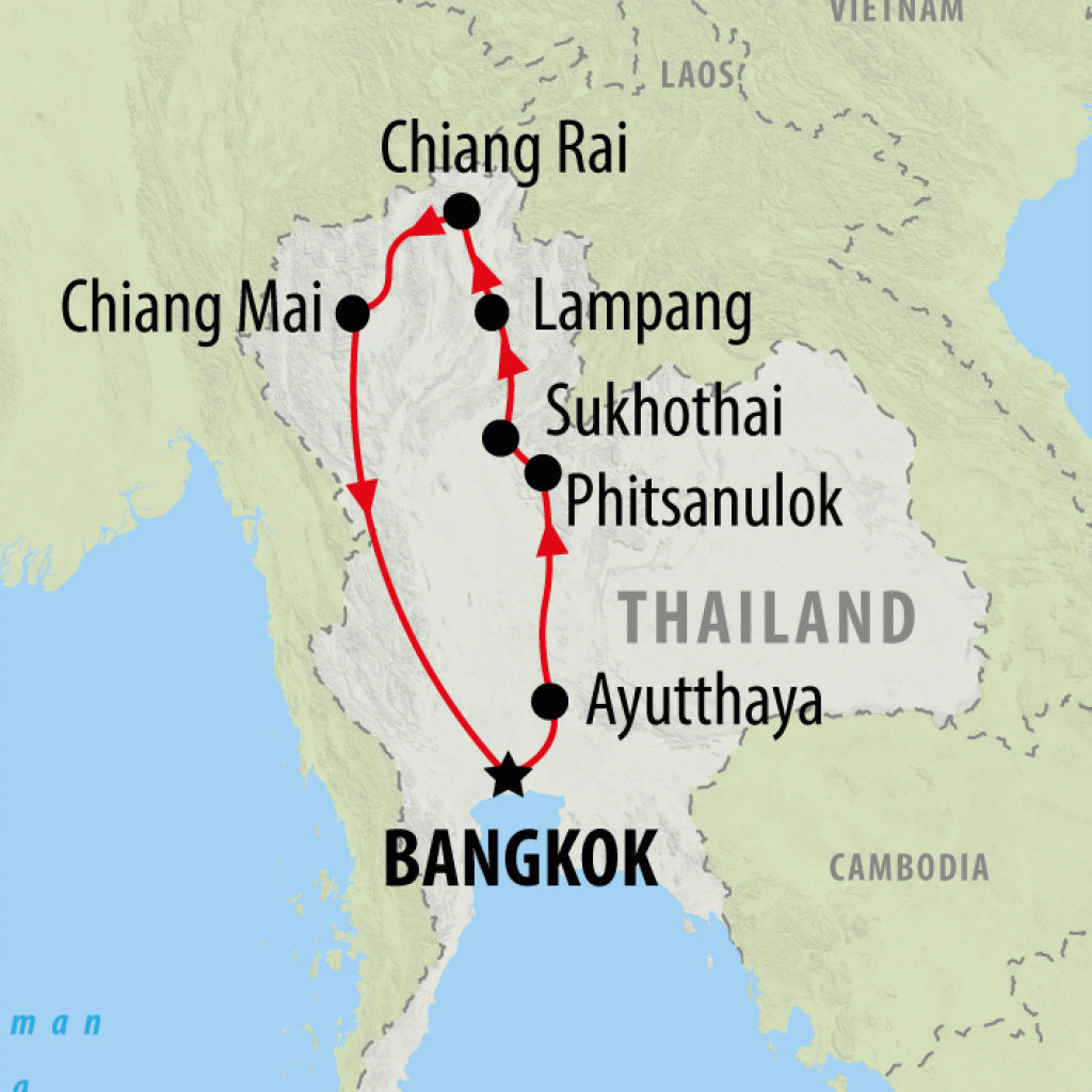 Ancient Thailand - 7 days map