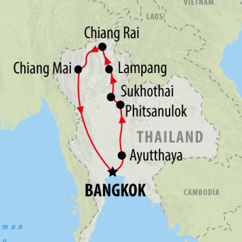 Ancient Thailand - 7 days map