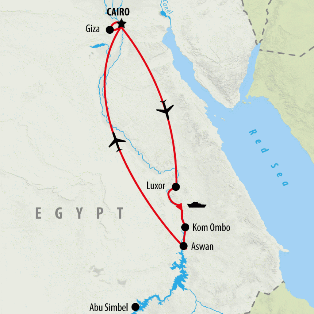 Ancient Wonders of Egypt by Nile Cruise - 8 days Map