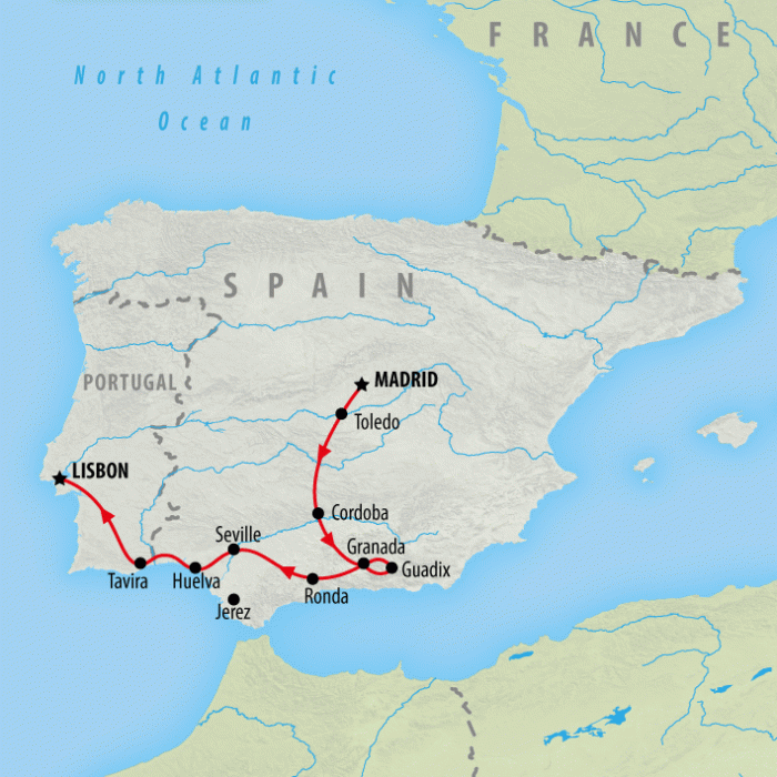 tourhub | On The Go Tours | Andalucia Discovery - 6 days | 2781/ANDDI | Route Map