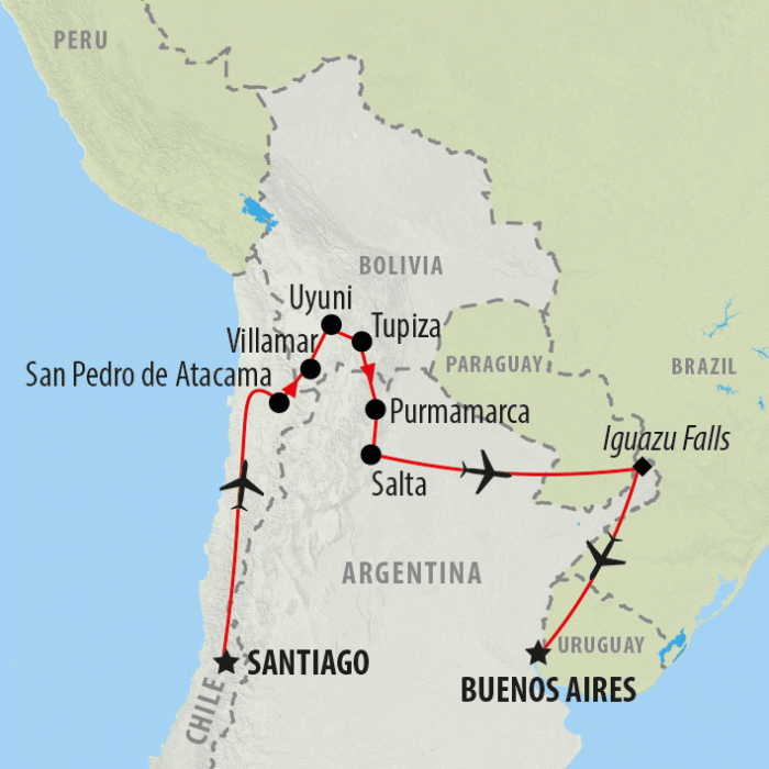 tourhub | On The Go Tours | Andean Discovery - 17 days | Tour Map