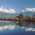 Colourful boats on the edge of the lake in Pokhara