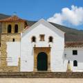 The attractive colonial architecture of Villa de Leyva with a mountainous backdrop