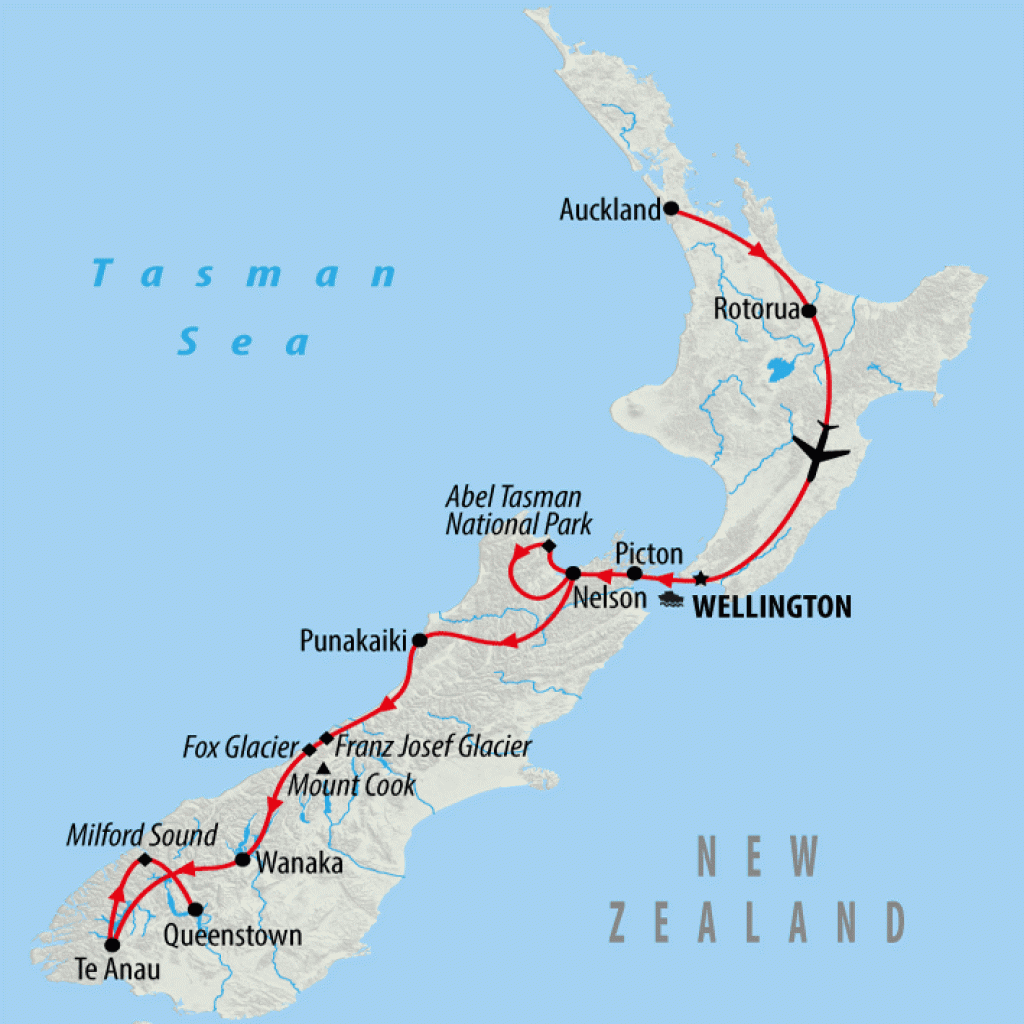 Auckland, Wellington & Scenic South - 12 days map