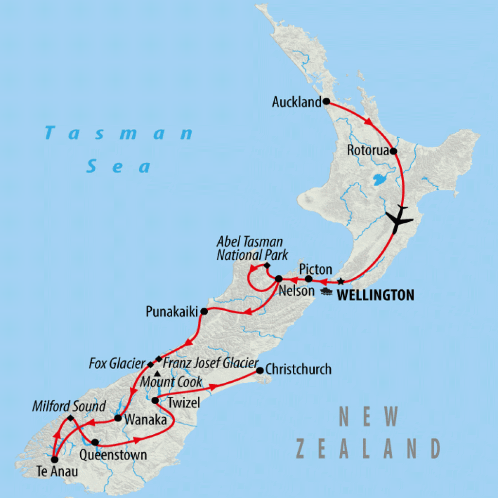 Auckland to Christchurch - 16 days map