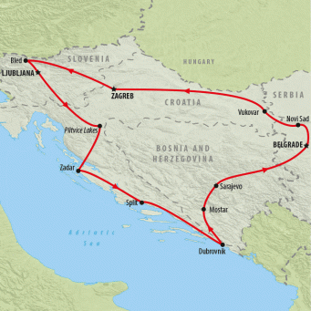 Journey Around the Western Balkans - 11 days map