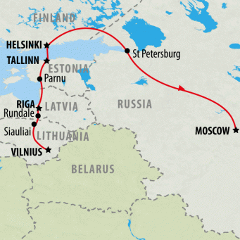 Baltic & Russian Explorer - 16 days map