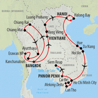 Bangkok to Angkor Wat - 29 days map