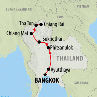Bangkok to Chiang Rai - 8 days map