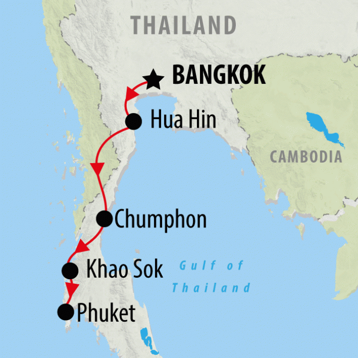 tourhub | On The Go Tours | Bangkok, Buddha & Beach - 9 days | Tour Map