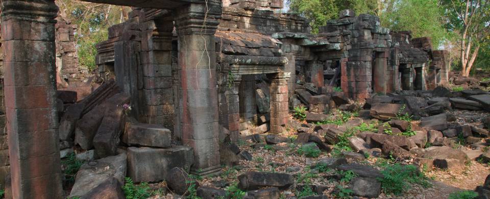 Ancient, crumbling ruins, surrounded by wilderness in Banteay Chhmar