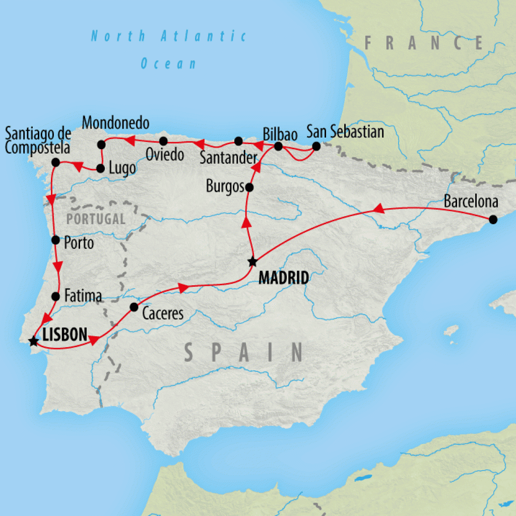 Barcelona to Northern Spain & Portugal - 18 days map