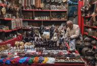 Trader preparing his goods to sell in Jaipur's bazaars