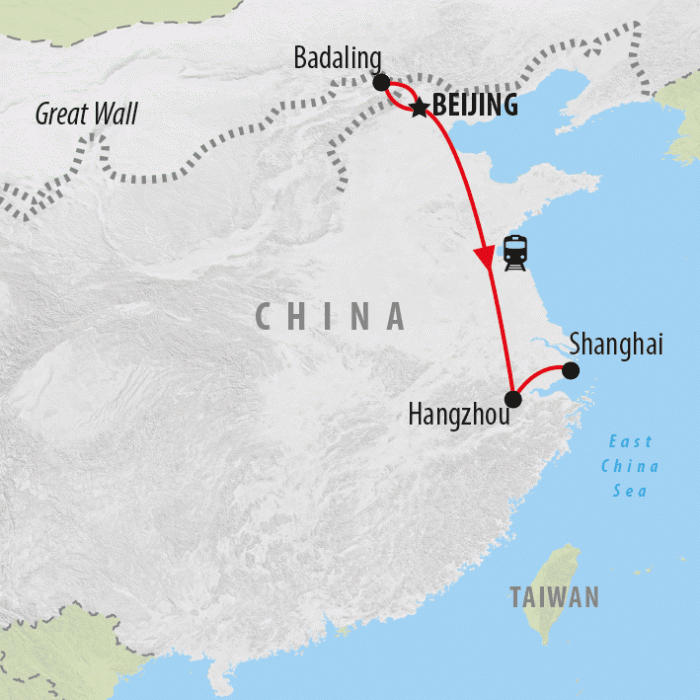 tourhub | On The Go Tours | Beijing to Shanghai Express - 9 days | Tour Map