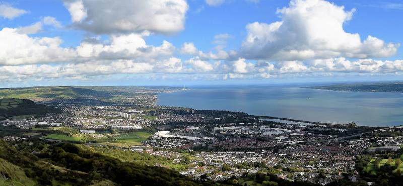 Panoramic view on Belfast Lough in Northern Ireland