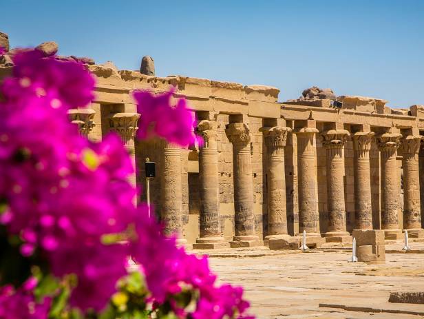 Ancient ruins standing majestically against the sky in Aswan