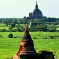 Temples of Bagan at dawn, surrounded by wisps of cloud