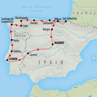 Gastronomic Spain & Portugal - 16 days map