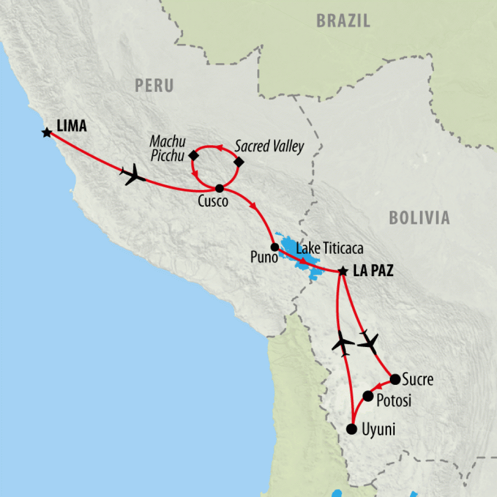 Best of Peru & Bolivia - 15 days map