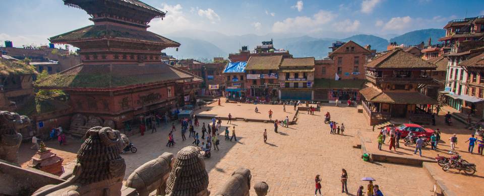 The famous Durbar Square in Bhaktapur, home to numerous beautiful temples