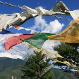 Prayer flags fluttering in Bhutan