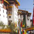 The Tiger Nest temple sitting precariously on the side of a cliff in Paro