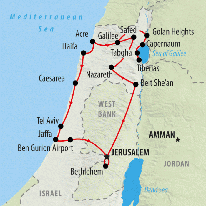 tourhub | On The Go Tours | Biblical Lands 5 star - 8 days | Tour Map