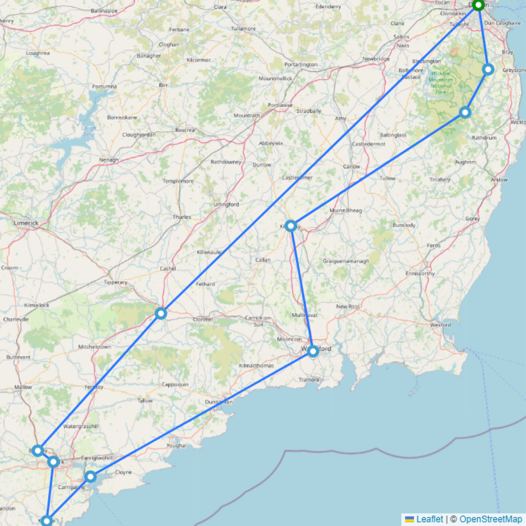 Blarney Castle, Whiskey and Mountains - 3 days map