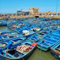 The walled city of Essaouira sitting on the edge of the water