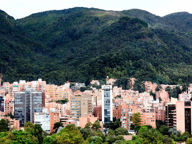 The skyline of the financial district in Bogota, the capital of Colombia