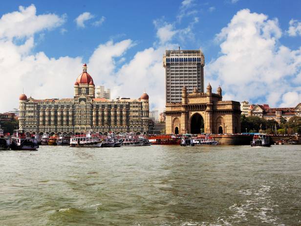 View of Mumbai cityscape from across the water