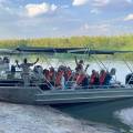 Mokoro boat gliding along the Okavango River
