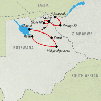 Botswana Lodge Explorer - 11 days map