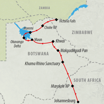 Botswana Untouched - 13 days map