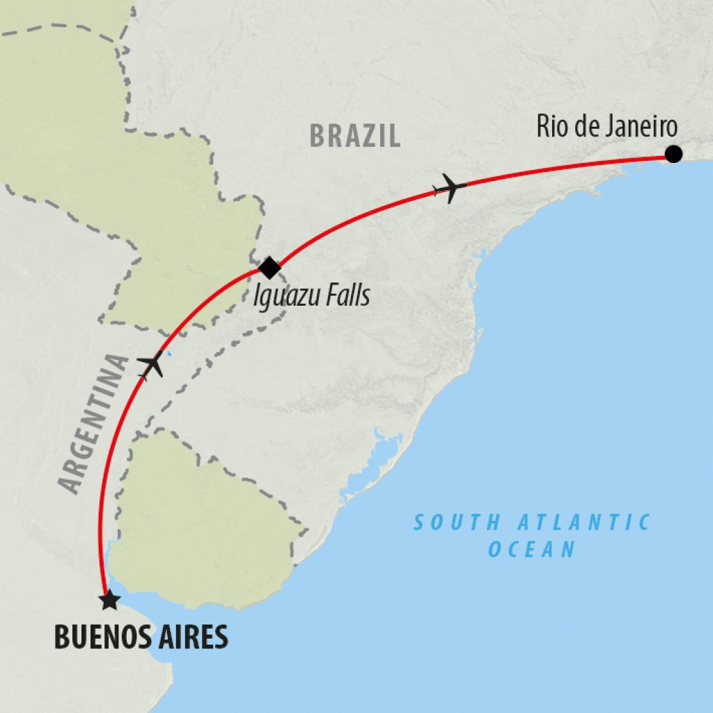 Buenos Aires, Iguazu & Rio - 10 days map
