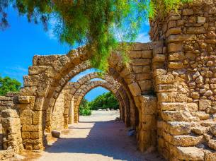 Caesarea ruins with greenery - Israel Tours - On The Go Tours