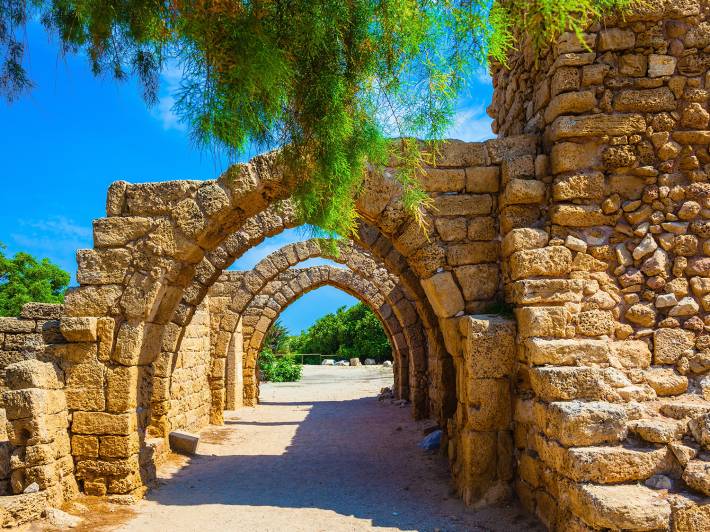 Caesarea ruins with greenery - Israel Tours - On The Go Tours