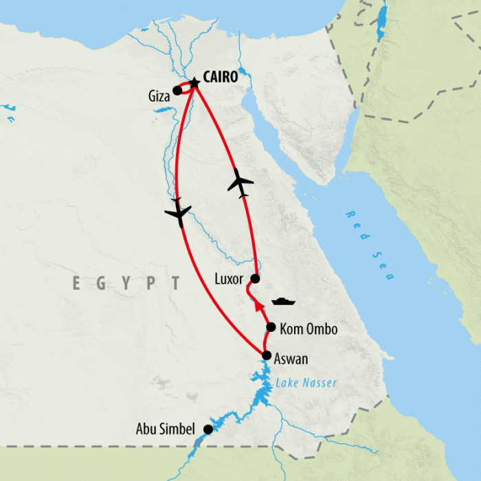 tourhub | On The Go Tours | Cairo & Ancient Luxor by Flight - 7 days | Tour Map