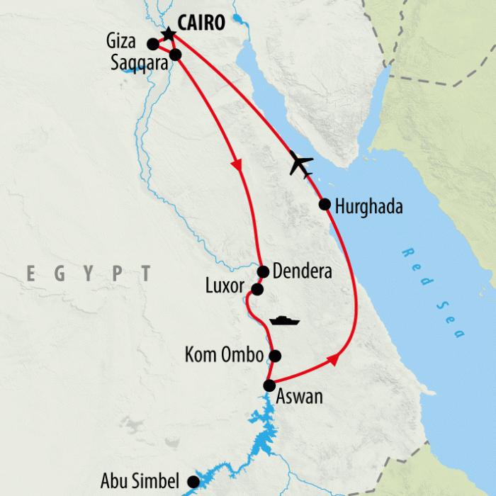 tourhub | On The Go Tours | Cairo, Cruise & Coast - 13 days | Tour Map