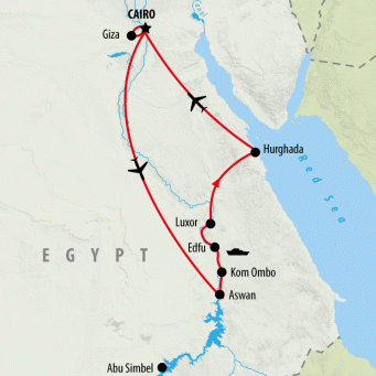 Cairo, Nile Valley & Red Sea Resort - 10 days map