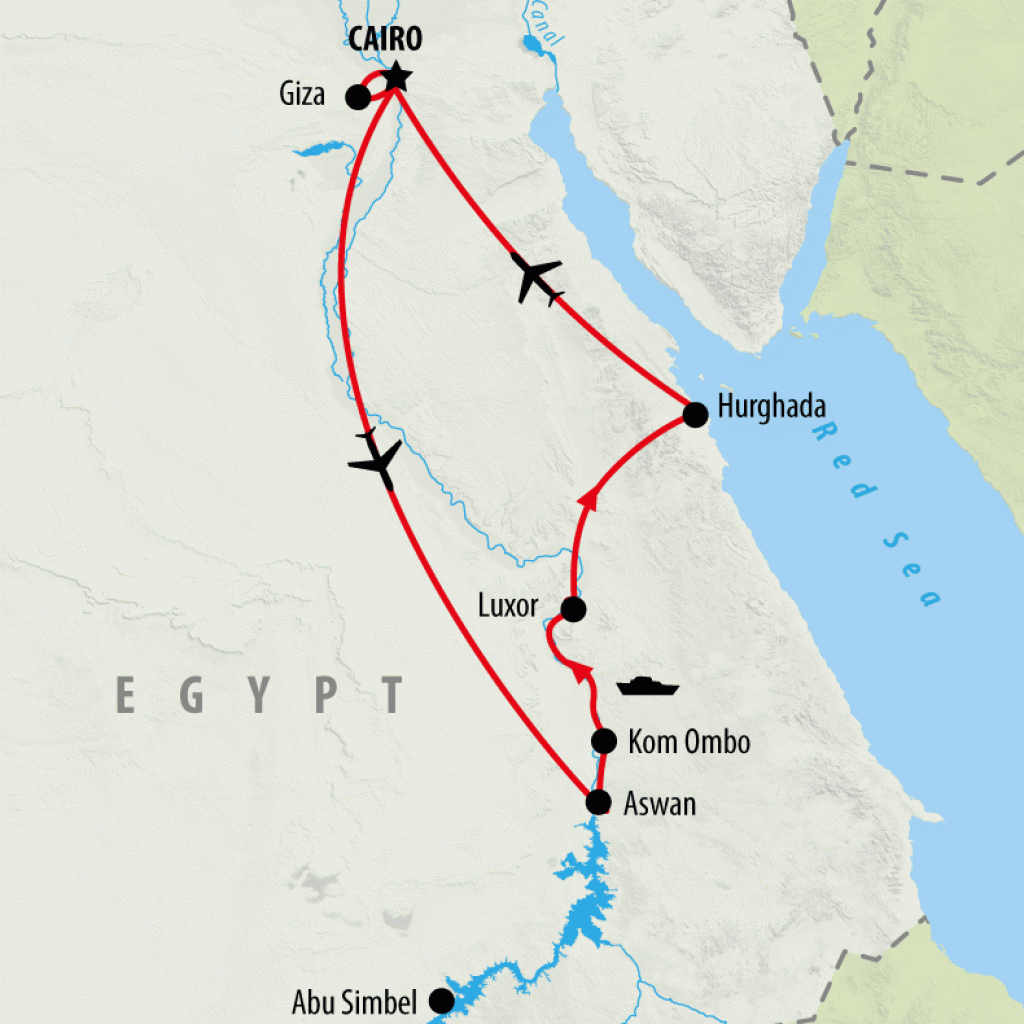 Cairo, Nile Valley & Red Sea Resort - 10 days Map