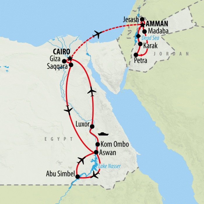 tourhub | On The Go Tours | Cairo to Amman - 15 days | Tour Map