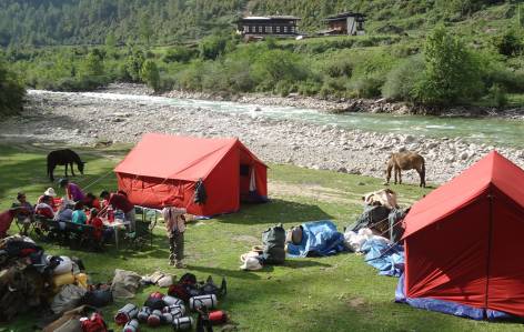 Camping by Mo Chu River - Bhutan Tours - On The Go Tours