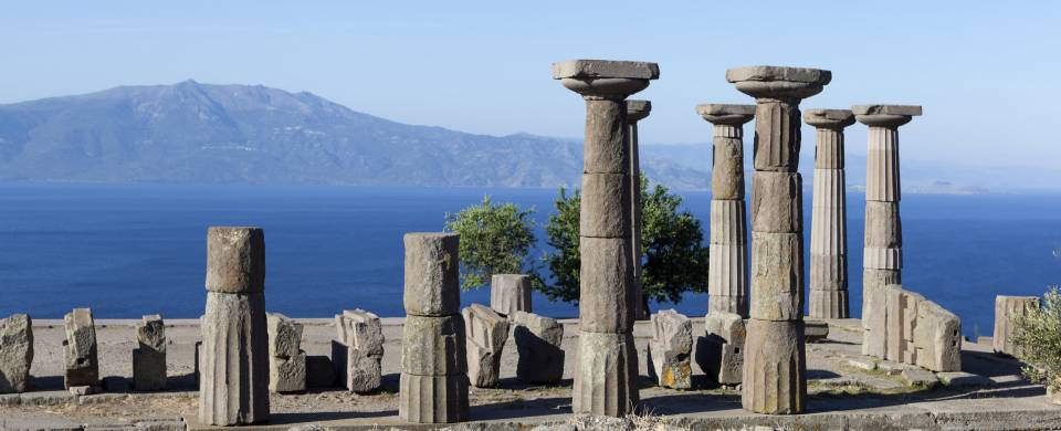 Pillars on a cliff in Canakkale